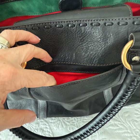 Dooney & Bourke RARE Florentine Black and Gold Leather Satchel Handbag - Picture 5 of 14